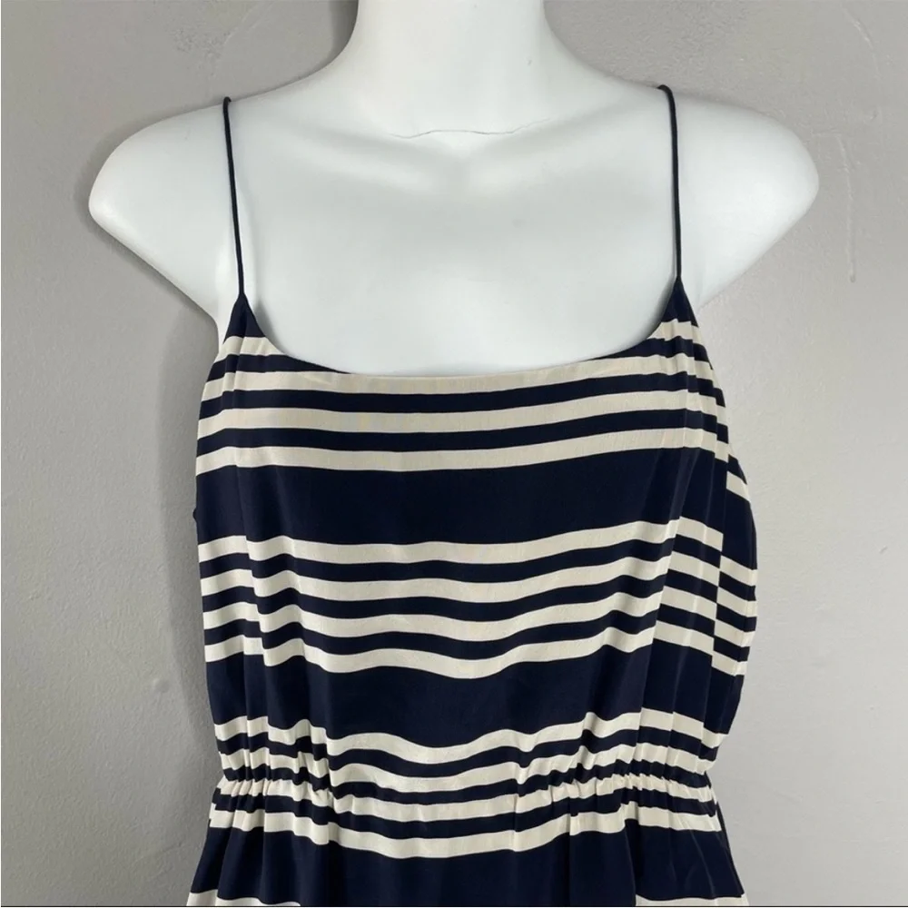 J CREW Navy Blue White Silk Striped Summer Dress - Picture 3 of 9